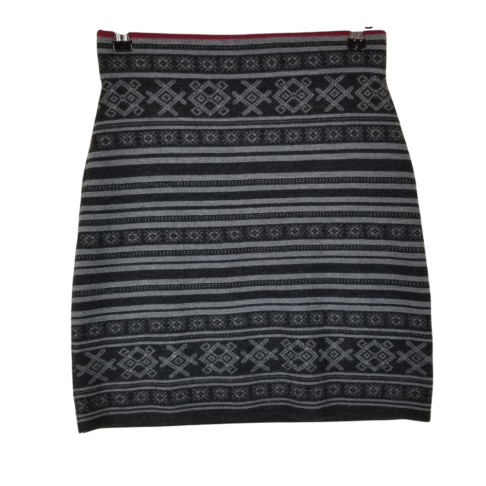 Krimson Klover‎ Grey Black Fair Isle 100% Wool Knit Mini Skirt Womens Small